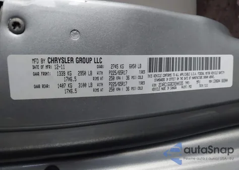 2012 Chrysler Town & Country Limited z USA, uszkodzony, nr VIN 2C4RC1GG8CR200335